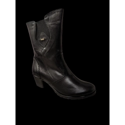Botki skórzane czarne wyższe obc.5 cm nr.38