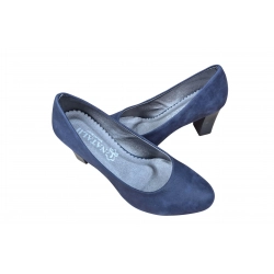 Czółenka damskie ze skóry Granatowe obc.8cm nr.37