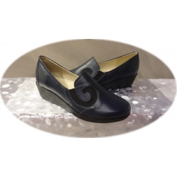 Mokasyny damskie granat koturn 5,5cm nr.38