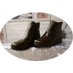 Skórzane botki brązowe ocieplane obcas 3,5 cm nr37