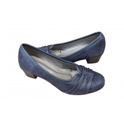 Czółenka damskie ze skóry granatowe obc.5 cm nr.38