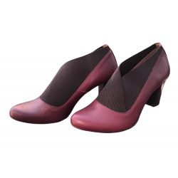 Botki bordo ze skóry naturalnej obcas 7,5 cm nr.38