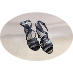 Sandały damskie skórzane czarne obcas 6 cm nr..35