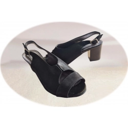 Sandały damskie ze skóry czarne obcas 5 cm nr.37