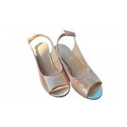 Sandały damskie ze skóry beżowe obcas 7cm nr.37
