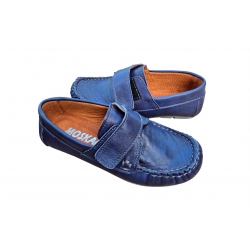 Wygodne skórzane półbuty dziecięce niebieskie tęg G nr.32