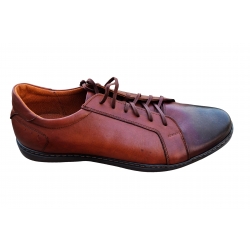 Eleganckie skórzane półbuty Moskała brązowe tęg G nr.45