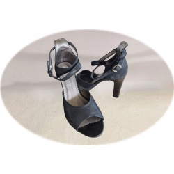 Sandały damskie skórzane czarne obcas 8 cm nr..37