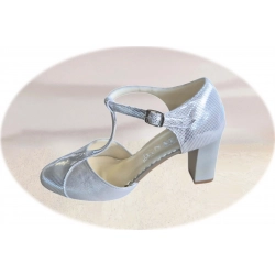 Sandały damskie skórzane srebrne obc.6 cm nr.35