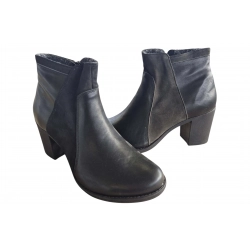 Botki damskie ze skóry czarne obc.7,5cm nr.41