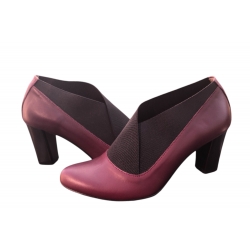 Botki bordo ze skóry naturalnej obcas 7,5 cm nr.38
