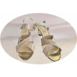 Sandały damskie skórzane beżowe obcas 5,5cm nr.37