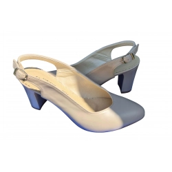 Sandały damskie ze skóry capucino obcas 8cm nr.37