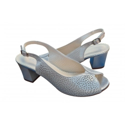 Sandały damskie ze skóry Srebro_satyna nr.37 obc.6