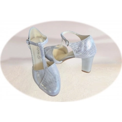 Sandały damskie skórzane srebrne obc.6 cm nr.35