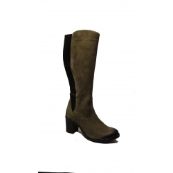 Kozaki   SKÓRA OBCAS  7 CM  NUBU POPIEL 36
