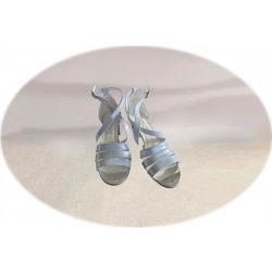 Sandały damskie ze skóry srebrne obcas 6 cm nr..36