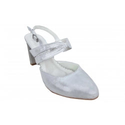 Sandały damskie skórzane  srebrne obcas 7cm nr.37