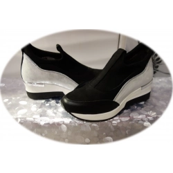 Sportowe buty czarne+srebro obcas 4,5 cm 39