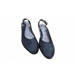 Sandały damskie ze skóry czarne obcas 5cm nr.37