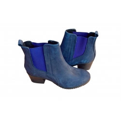 Botki granatowe skórzane ob.6cm nr.37