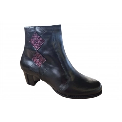 Filipczyk czarne botki ze skóry obcas 5,5 cm nr.40