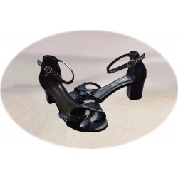 Sandały damskie ze skóry czarne obcas 5cm nr.37