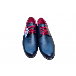 Wygodne skórzane półbuty dziecięce granatowe tęg G nr.34