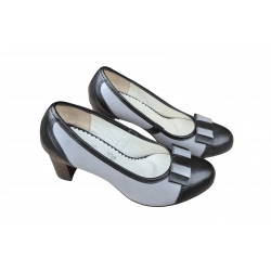 Czółenka damskie ze skóry popielate obc.7 cm nr.37