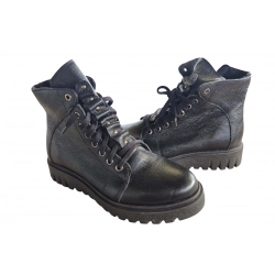 Botki damskie ze skóry czarne obc.4cm nr.37