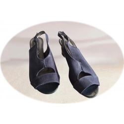 Sandały damskie ze skóry granat obcas 5 cm nr.37