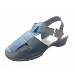 Skórzane sandały  CZARNE na bardzo szeroka stopę teg K NR 38