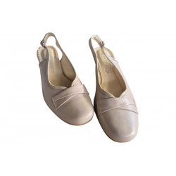 Sandały damskie ze skóry cappuccino ob.4cm nr.37