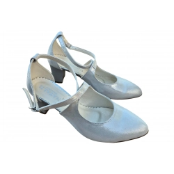 Sandały damskie ze skóry srebrne obc.5 cm nr.37