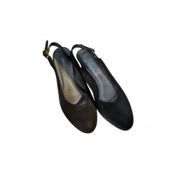 Sandały damskie ze skóry czarne obcas 6cm nr.37