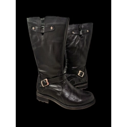 Skórzane kozaki czarne obcas 3cm na zamek nr 36