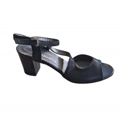 Sandały damskie ze skóry czarne obcas 6cm nr.37