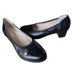 SKÓRZANE czółenko na szeroką stopę tęg H obcas 4,5cm 35,5