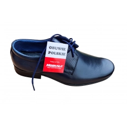 Eleganckie skórzane półbuty Moskała granatowe tęg G nr.36