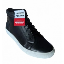 Trampki męskie skórzane czarne rozmiar 42 - sportowe buty casualowe