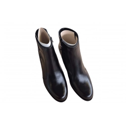 Filipczyk czarne botki ze skóry obcas 5,5 cm nr.40
