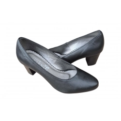 Czółenka damskie ze skóry licowej czarne obc.6 cm nr.37