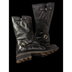 Skórzane kozaki czarne obcas 3cm na zamek nr 36