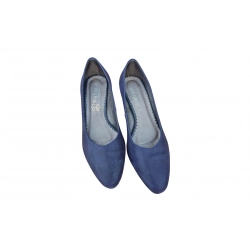 Czółenka damskie ze skóry Granatowe obc. 6cm nr.37