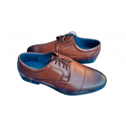 Eleganckie skórzane półbuty Moskała brązowe tęg G nr.42