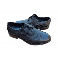 Eleganckie skórzane półbuty Moskała czarne tęg G nr.44