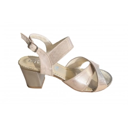 Sandały damskie skórzane beżowe obcas 5,5cm nr.37