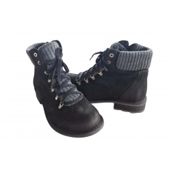 Botki damskie ze skóry czarne obc.3cm nr.38