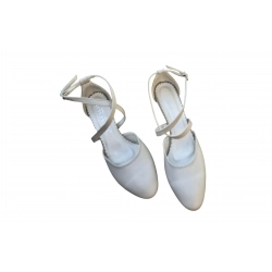 Sandały damskie ze skóry ecru obcas 5cm nr.37