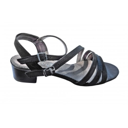 Skórzane czarne sandały obcas 3cm nr.37